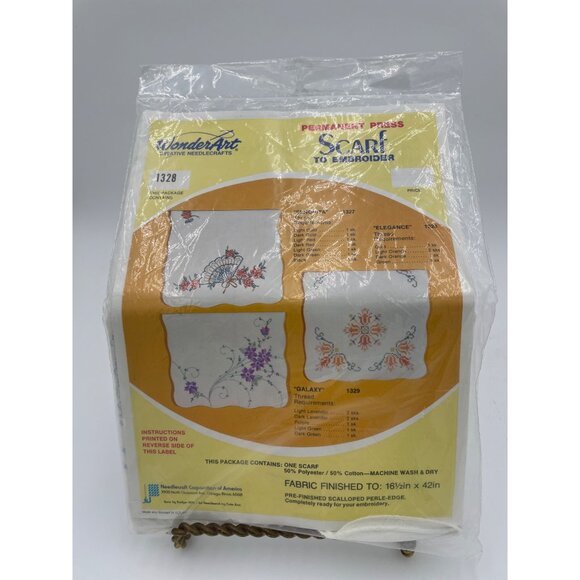 WonderArt Scarf Pre-Stamped Embroidery Kit With Instructions Elegance 1328 - Picture 1 of 4